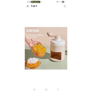CAROTE Shaved Ice Machine, Manual Ice Shaver Snow Cone Machine with Ice Mold Box